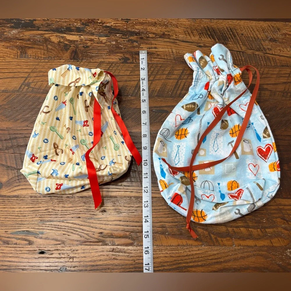 2 Tool Theme Hand Made Cotton Drawstring Gift Bags